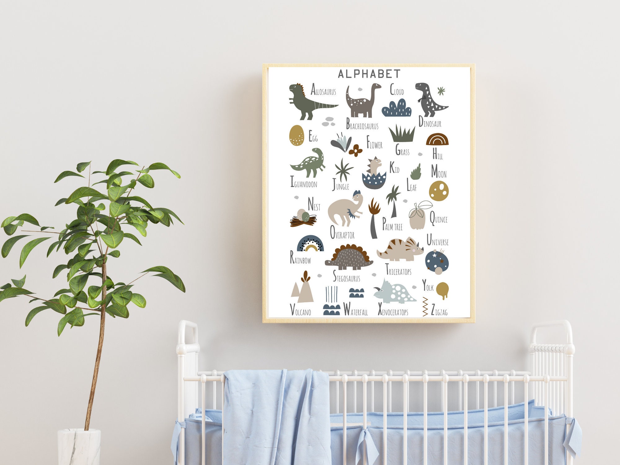 DINOSAUR WALL ART , Nursery Alphabet Print , Dinosaur Nursery ...