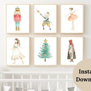 SET OF 6 Christmas Prints , Downloadable Christmas Prints , Nutcracker Art , Sugar Plum Fairy