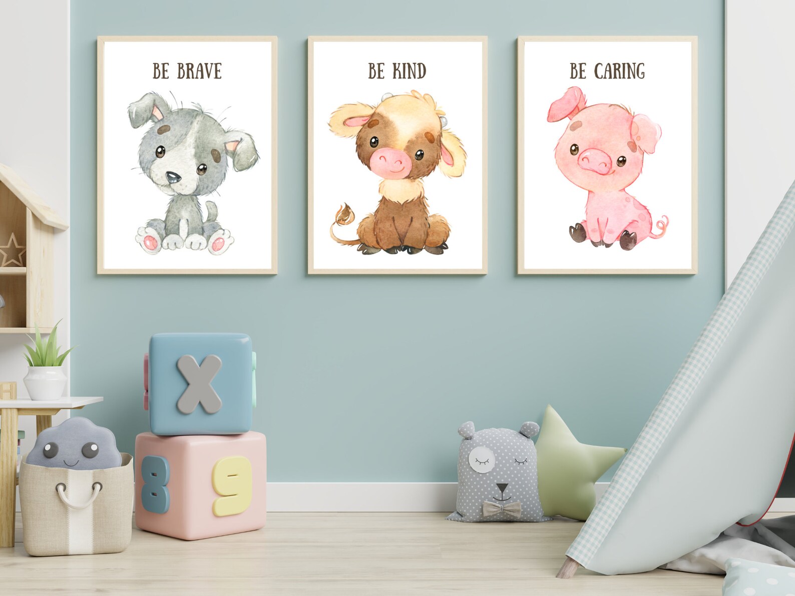 BABY FARM ANIMAL Nursery Decor , 3 Piece Wall Art , Farm Animal Prints ...