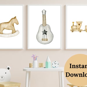 GENDER NEUTRAL NURSERY , Nursery Print set of 3 , gender neutral baby art , tan nursery