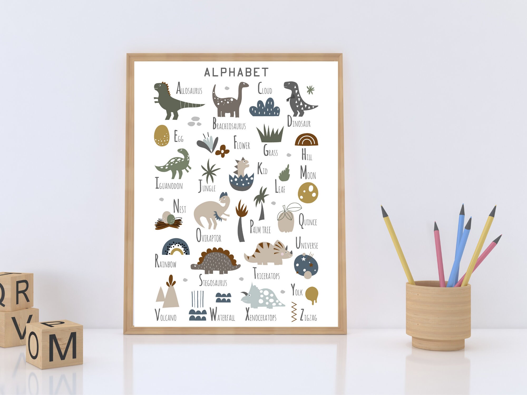 DINOSAUR WALL ART , Nursery Alphabet Print , Dinosaur Nursery ...