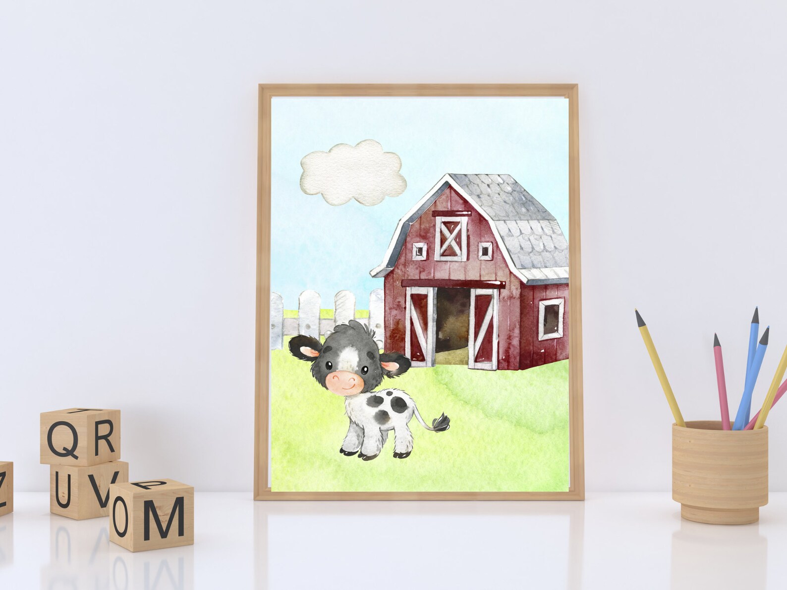 BABY FARM ANIMAL Nursery Decor , 3 Piece Wall Art , Farm Animal Prints