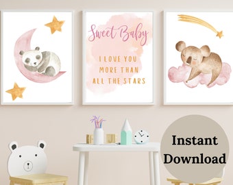 GIRL NURSERY QUOTES , Nursery print set of 3 , Baby Girl Nursery