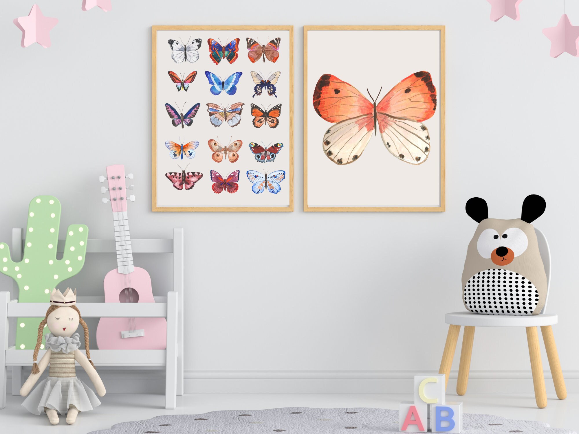 BUTTERFLY NURSERY DECOR Set of 2 Prints Boho Nursery Decor - Etsy