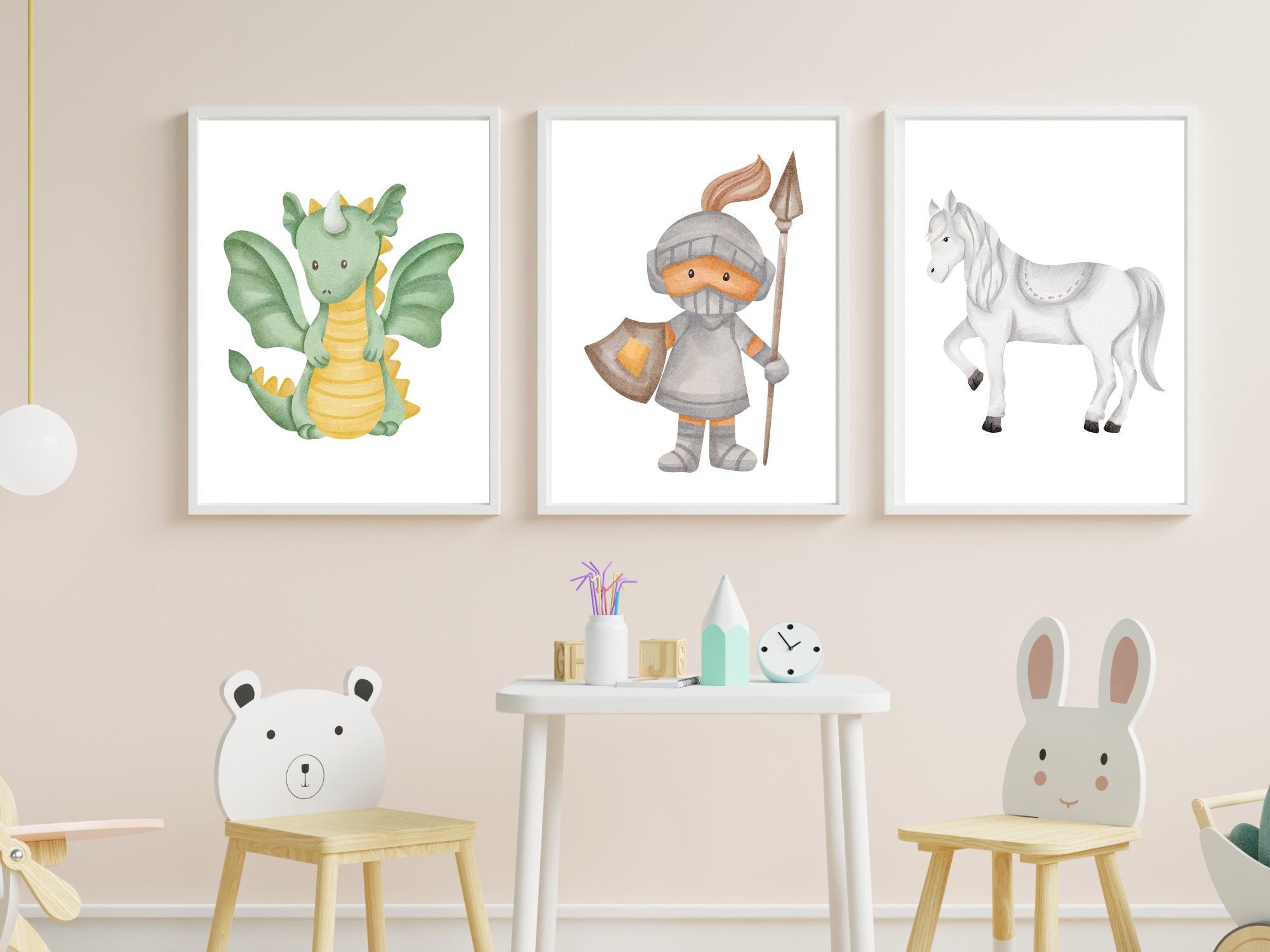 DRAGON NURSERY , Mythical Creatures , Dragon Wall Art , Knight Nursery ...