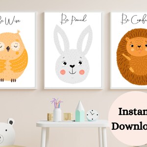 WOODLAND ANIMAL NURSERY Art Prints , Forest Animal Art , Nursery print set of 3