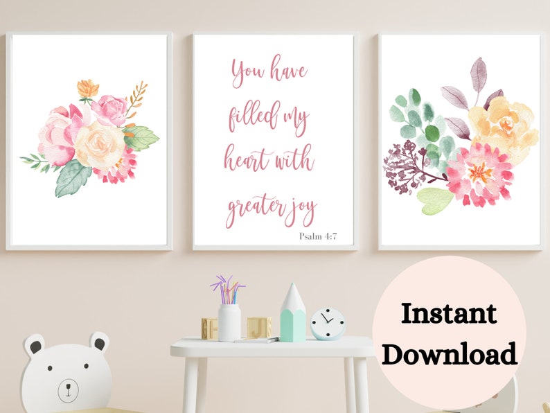 BIBLE VERSE PRINTABLE Nursery Print Set of 3 Bible Verse Etsy