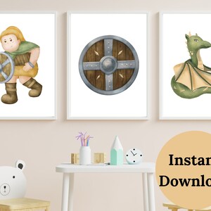 VIKING NURSERY , Set of 3 prints , Nursery Prints , viking decor , baby viking