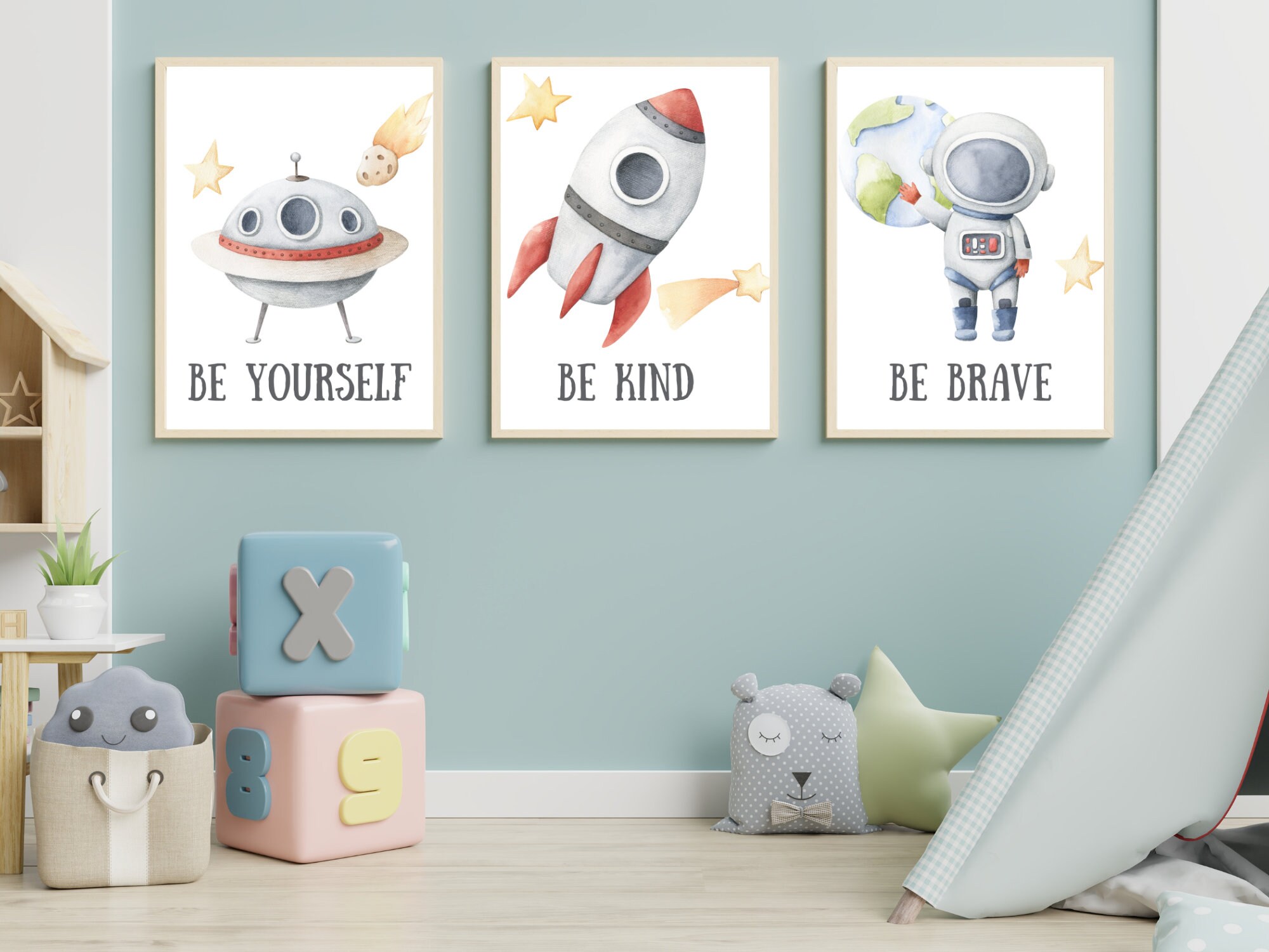 SPACE THEMED NURSERY Space Nursery Decor Set of 3 Prints | Etsy