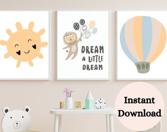 GENDER NEUTRAL NURSERY , Boho Nursery , Nursery Print set of 3