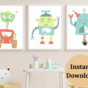 LITTLE BOYS ROOM decor , robot nursery , nursery wall decor , baby boy nursery