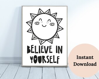 MONOCHROME NURSERY , boho wall art , Black and White Print