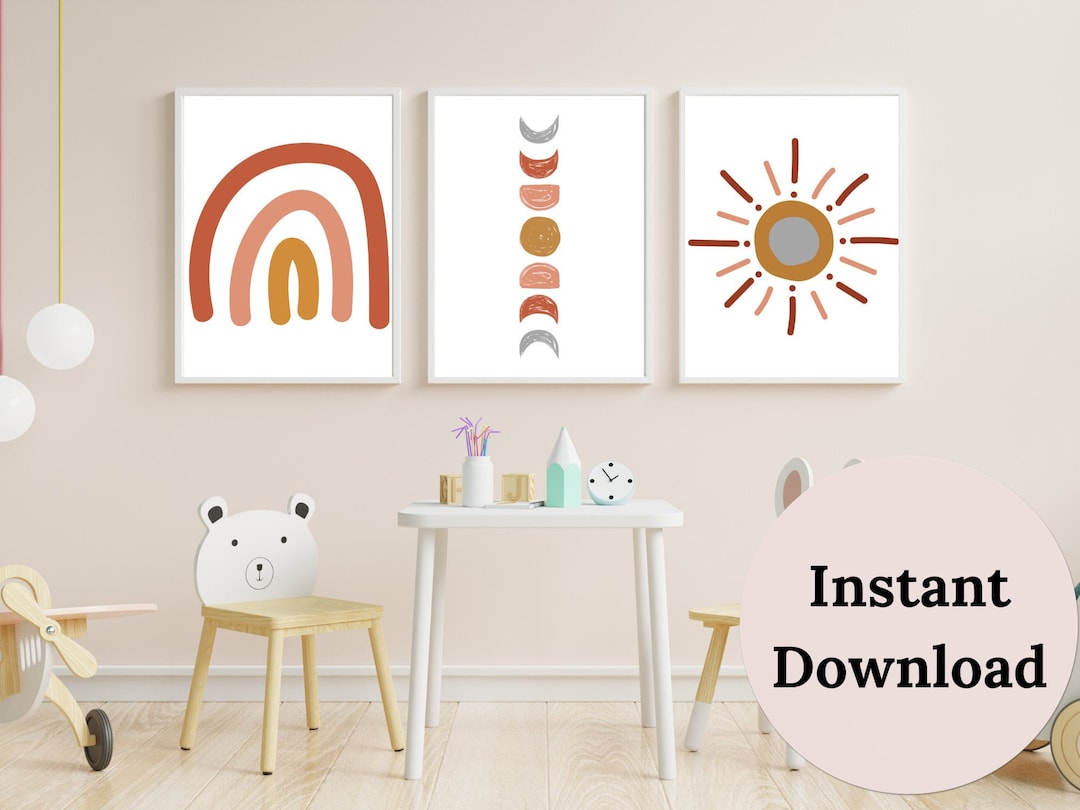 BOHO GIRL NURSERY Art , Nursery Print Set of 3 , Boho Art Print , Dusty ...