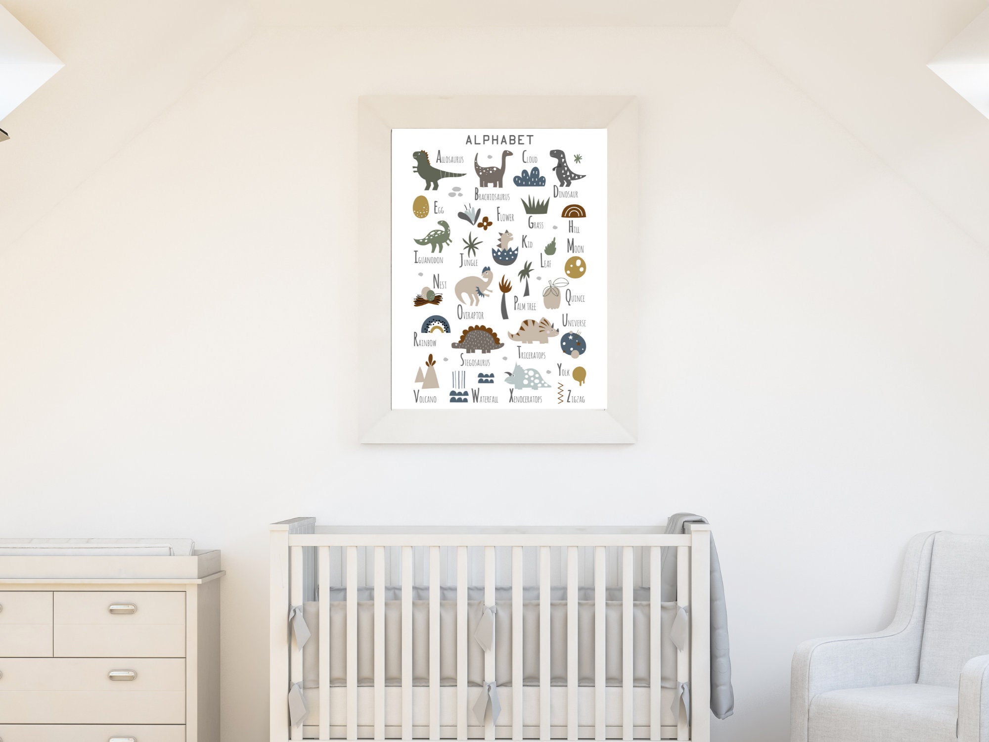 DINOSAUR WALL ART , Nursery Alphabet Print , Dinosaur Nursery ...