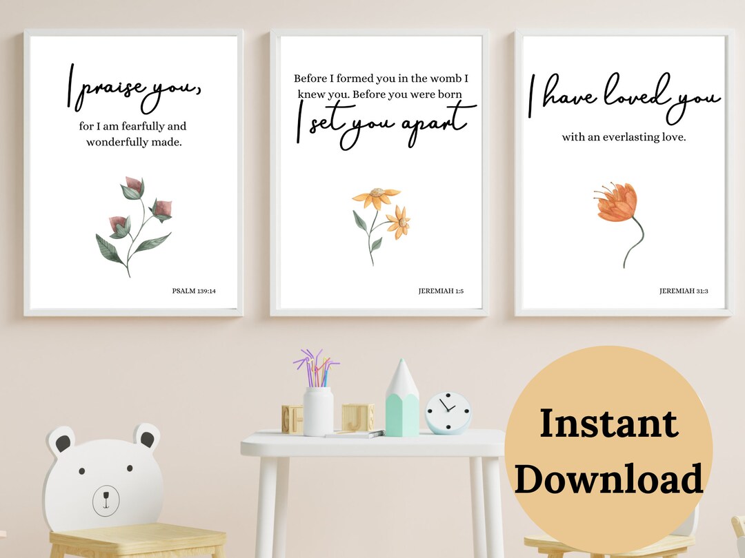 BIBLE VERSE PRINTABLE , Set of 3 Prints , Bible Verse Wall Art , - Etsy