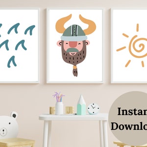 VIKING NURSERY , Set of 3 prints , Nursery Prints , viking decor , baby viking