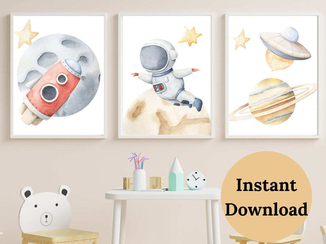 SPACE THEMED NURSERY Space Nursery Decor Set of 3 Prints Etsy