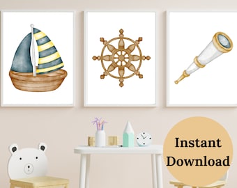 NAUTICAL NURSERY PRINTS , nautical nursery art , nautical nursery decor , nursery wall art