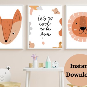 GENDER NEUTRAL NURSERY , Boho Nursery , Nursery Print set of 3 , Fox Nursery Decor