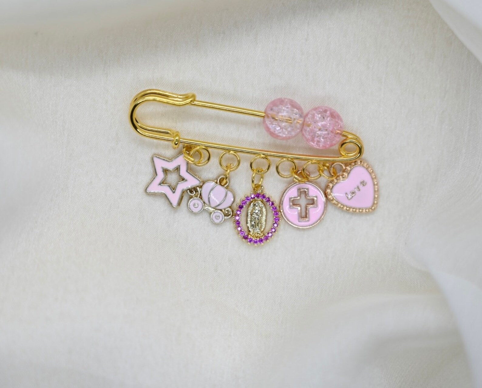 Personalised Baby Pin Gold Safety Pin Baby Girl Pin Baby Etsy
