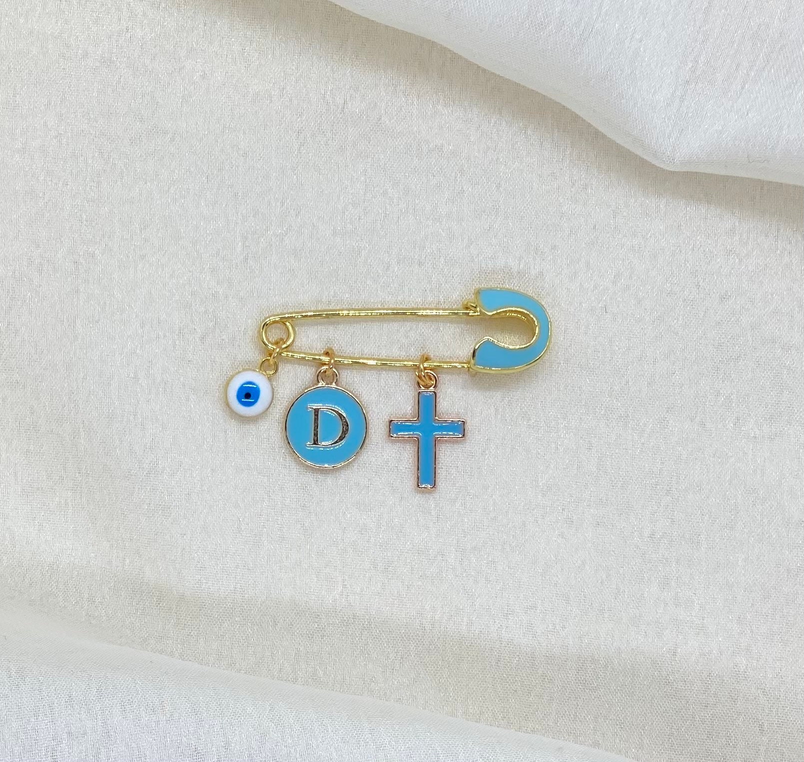 Personalised Baby Pin, Blue Safety Pin, Keepsake Baby Gift - Etsy Australia
