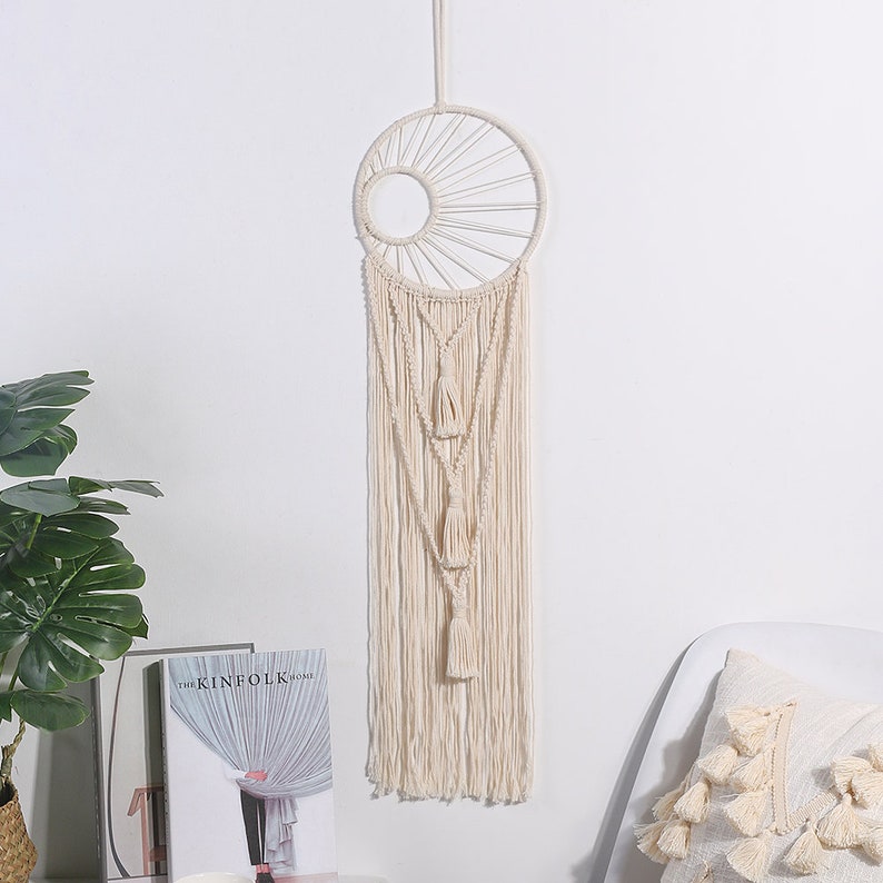 Sun Dream Catcher Moon Dream Catcher Macrame With Tassels Etsy