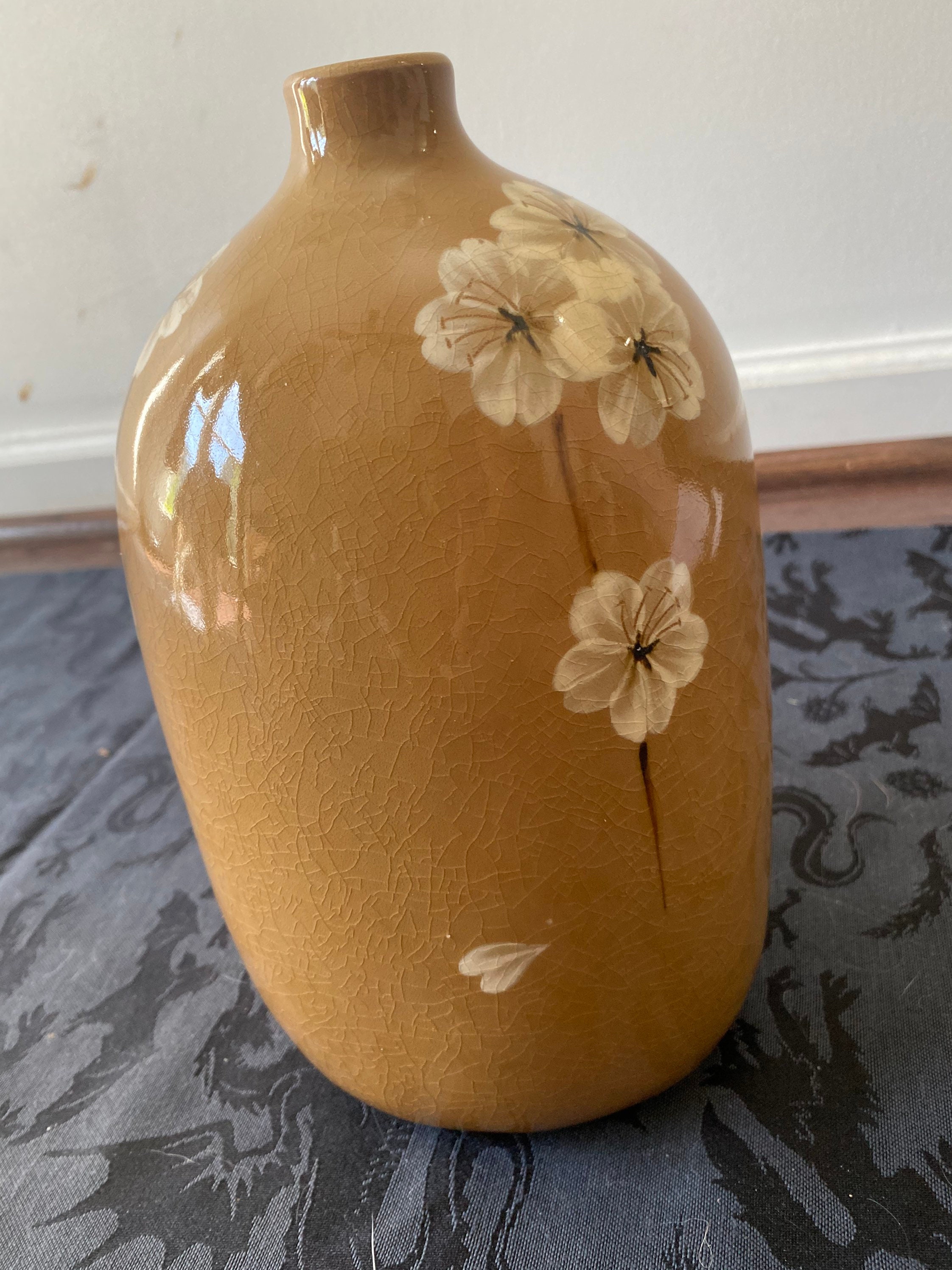 Brown Crackle Vase Etsy