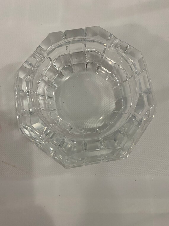 Vintage Crystal Cut Glass Ashtray Etsy