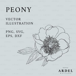 Peony SVG - Vector File - Detailed Peony Outline