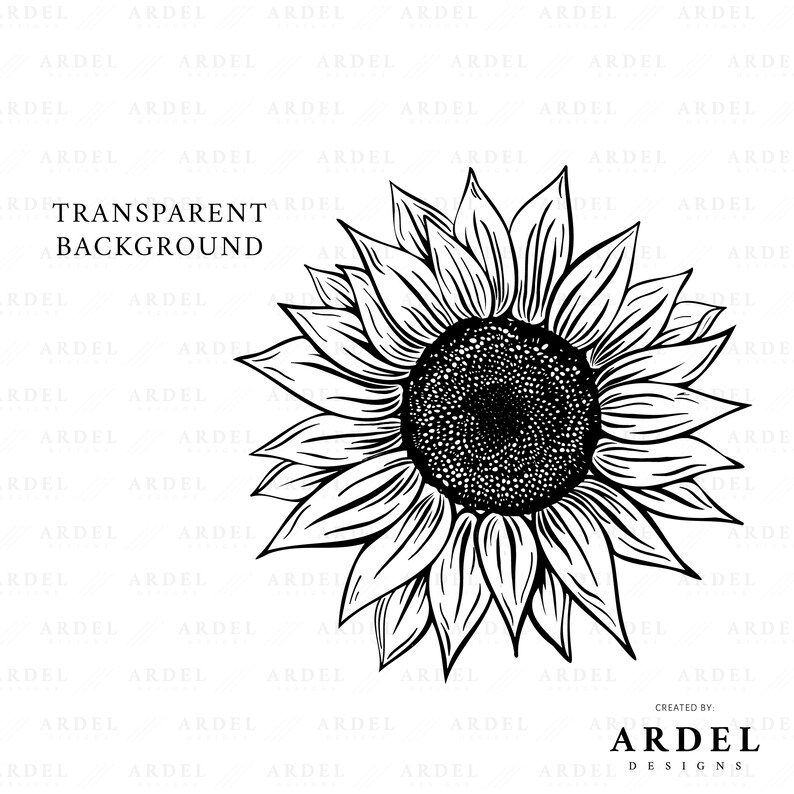 Sunflower SVG Vector File Detailed Sunflower Outline Etsy