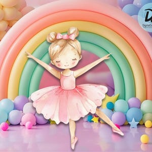 Recorte de bailarina grande para decoración, cumpleaños de bailarina, accesorio para fiesta de bailarina, decoración de bailarina, descarga instantánea imprimible