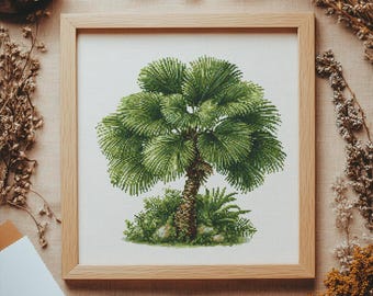 Schema punto croce palma, punto croce albero, schema punto croce, kit punto croce, schema PDF