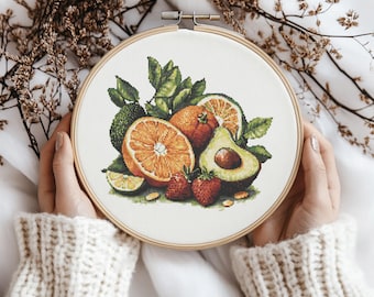 Fruit Cross Stitch Pattern, Fruit Cross Stitch, Cross Stitch Pattern, cross stitch kit, PDF Pattern