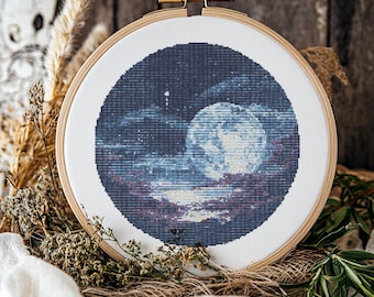天の川クロスステッチキット、自然刺繍、夜の森のニードルポイント