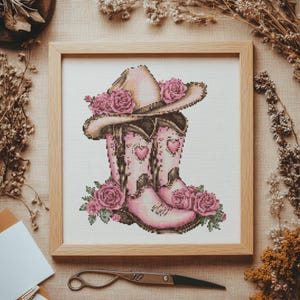 Cowgirl Boots Cross stitch Pattern, Boot Cross Stitch, Cross Stitch Pattern, cross stitch kit, PDF Pattern
