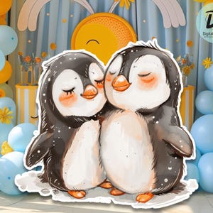 Recorte de pingüino de gran tamaño para decoración, cumpleaños de pingüino, accesorio para fiesta de pingüino, decoración de animales, descarga instantánea imprimible