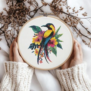 Bird of paradise cross stitch Pattern, Bird Stitch kit, Cross Stitch Pattern, cross stitch kit, PDF Pattern, digital download
