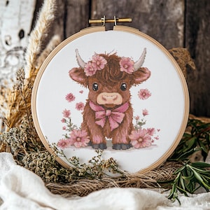 Highland cow Cross stitch Pattern, Highland cow Cross Stitch, Cross Stitch Pattern, cross stitch kit, PDF Pattern