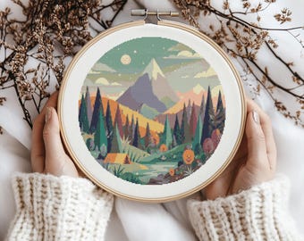 Mountain Cross Stitch Pattern, Mountain Stitch kit, Cross Stitch Pattern, cross stitch kit, PDF Pattern, digital download