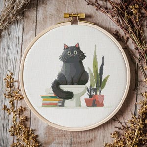 Cat with Flower Cross Stitch Pattern: Instant Download (PDF Pattern)