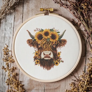 Highlandcow Cross stitch Pattern, Highland cow Cross Stitch, Cross Stitch Pattern, cross stitch kit, PDF Pattern