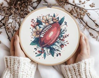 Floral American Football Cross Stitch Pattern, Cross Stitch, Cross Stitch Pattern, cross stitch kit, PDF Pattern