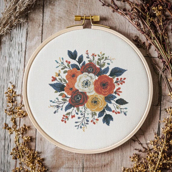 Flower Cross Stitch Pattern, Flower Cross Stitch, Cross Stitch