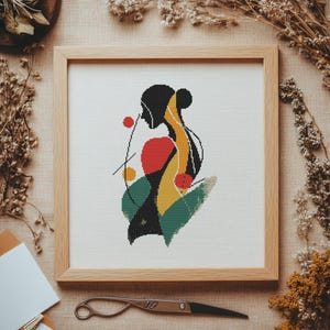 Schema punto croce donna astratta, punto croce arte moderna, schema punto croce, kit punto croce, schema PDF