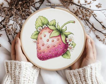 Strawberry Cross stitch Pattern, Strawberry Cross Stitch, Cross Stitch Pattern, cross stitch kit, PDF Pattern