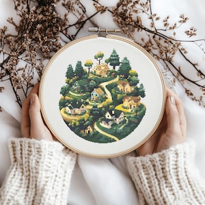 Village Cross stitch Pattern, Village Cross Stitch, Cross Stitch Pattern, cross stitch kit, PDF Pattern