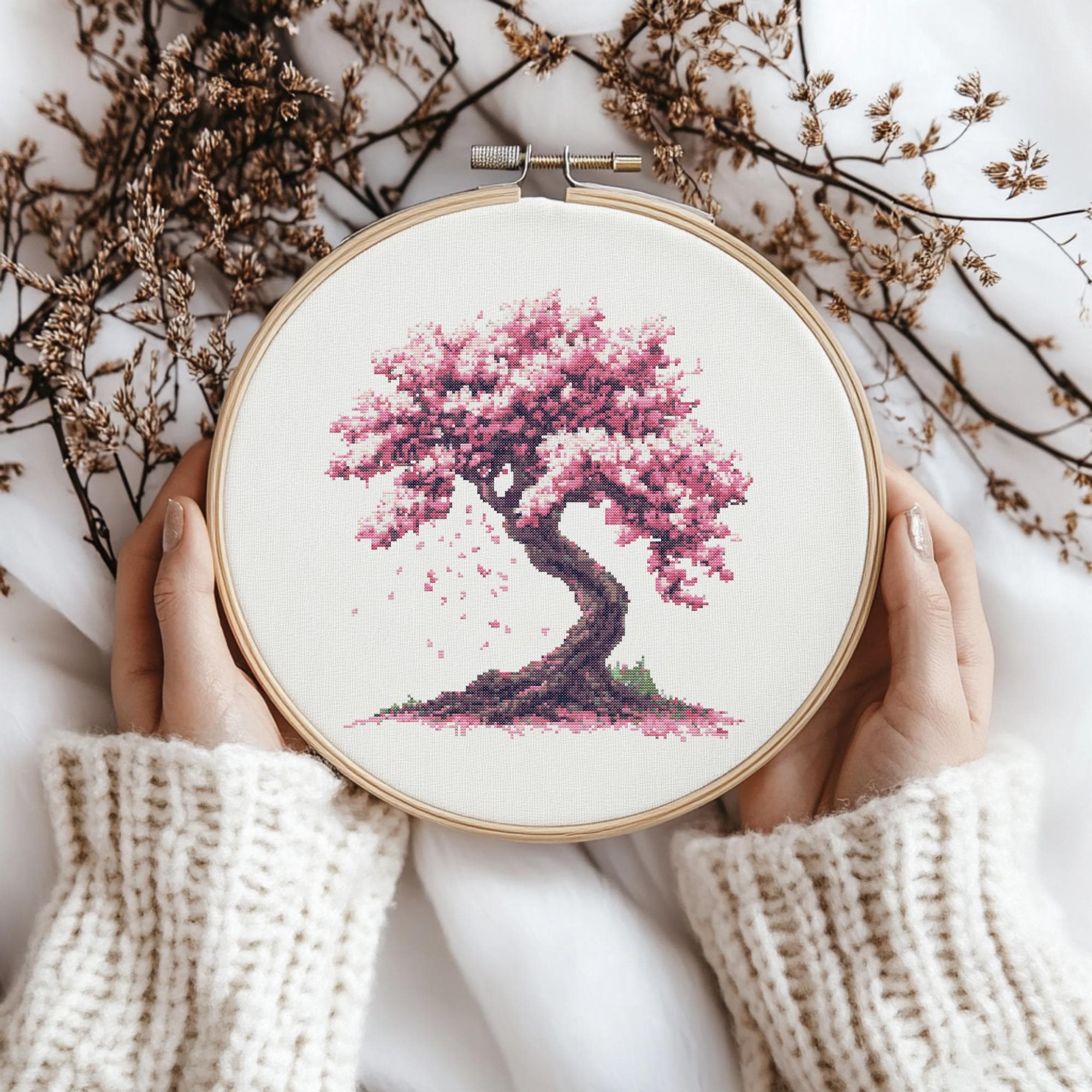 Cherry Blossom Cross Stitch Pattern, Cherry Blossom Cross Stitch