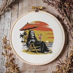 Skeleton Cross Stitch Pattern: Gothic DIY Embroidery (PDF Pattern)