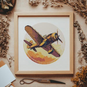 Vintage Airplane Cross Stitch Pattern: Aviation Art (PDF Pattern)