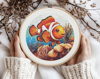 Clown Fish Cross Stitch Pattern, Fish Cross Stitch, Cross Stitch Pattern, cross stitch kit, PDF Pattern